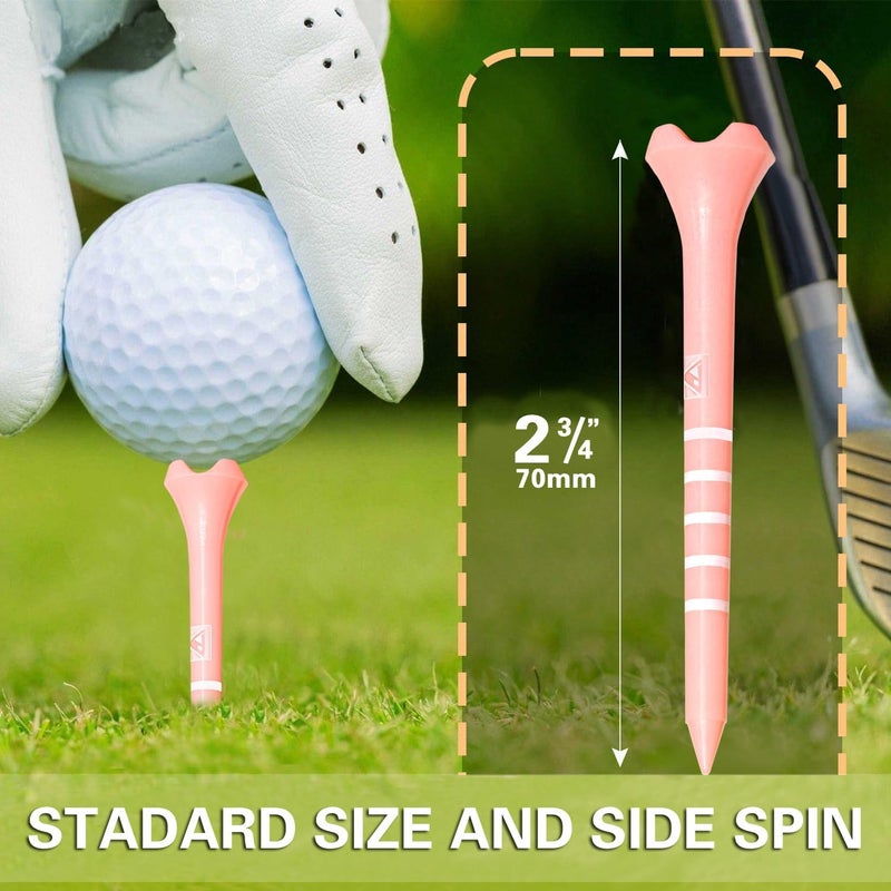 EWILLING Store Stable & Durable Plastic Golf Tees 60Pcs Size 2-3/4 Inch or 3-1/4 Inch Packaged in Plastic Jar with Lid Available Pink White Blue Color - Image 5